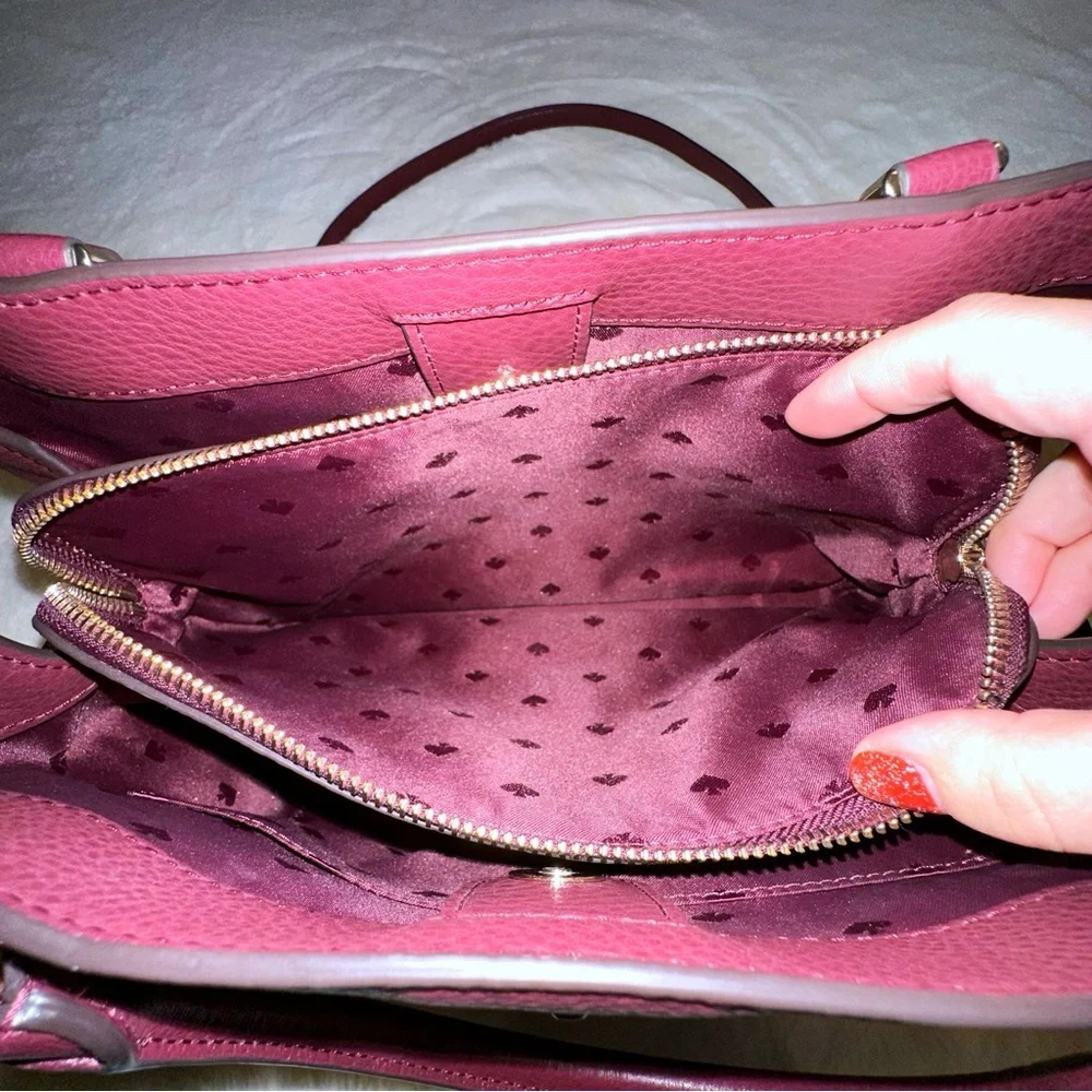 Kate Spade ♠️ JACKSON MEDIUM TRIPLE COMPARTMENT SATCHEL & MATCHING WALLET berry - Picture 10 of 15